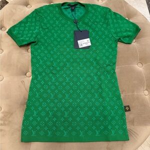 Authentic New With Tags Louis Vuitton Green Monogram Top